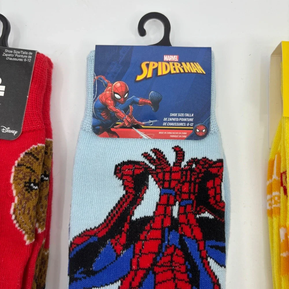 Mens Novelty Crew Socks Bundle 3pk Star Wars‎ Spider-Man Starburst Size 6-12 NEW